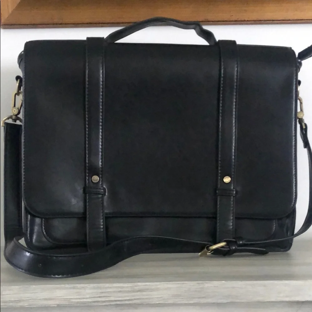ECOSUSI Classic Black Leather Men's Bag backpack